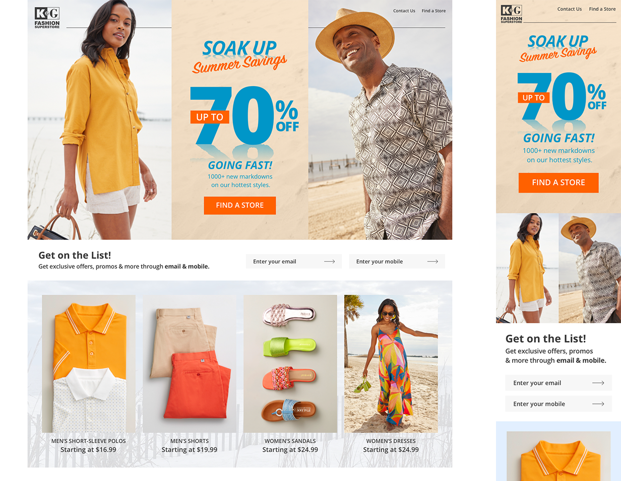 Summer Clearance - homepage desktop & mobile